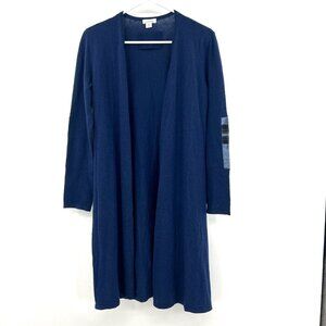 Sundance Unseen Beauty Navy Blue Elbow Patch Merino Wool Duster Cardigan XS